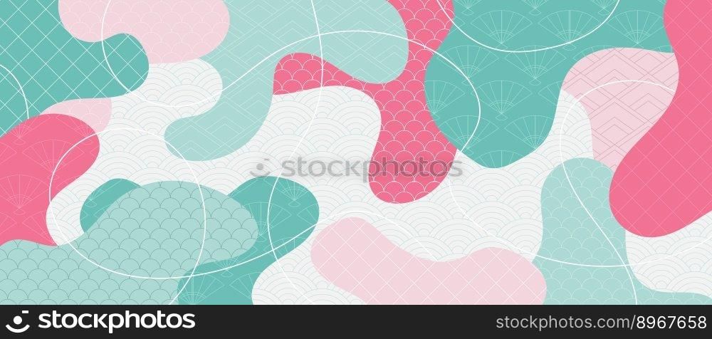 Japanese pattern background. Geometric template in traditional Japan style. Landscape background with Japanese pattern. Vector illustration