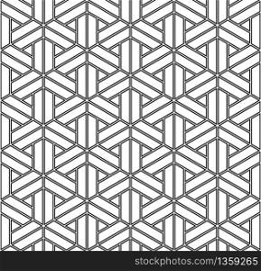 Japanese seamless geometric pattern .Black and white color.For design template,textile,fabric,wrapping paper,engraving.Doubled fine lines. Seamless traditional Japanese geometric ornament .Black and white.