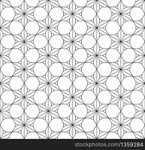 Japanese seamless geometric pattern .Black and white silhouette lines.For design template,textile,fabric,wrapping paper,laser cutting and engraving.. Seamless traditional Japanese geometric ornament .Black and white.