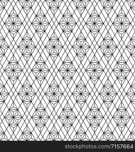 Japanese seamless geometric pattern .Black and white silhouette lines.For design template,textile,fabric,wrapping paper,laser cutting and engraving.Average thickness lines.. Seamless traditional Japanese geometric ornament .Black and white.