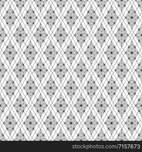 Japanese seamless geometric pattern .Black and white silhouette lines.For design template,textile,fabric,wrapping paper,laser cutting and engraving.Fine lines.
