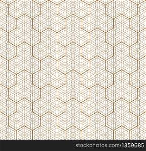 Japanese seamless geometric pattern .Black and white silhouette with average and fine lines.For design template,textile,fabric,wrapping paper,laser cutting and engraving.Two-level pattern.. Seamless traditional Japanese geometric ornament .Golden color lines.
