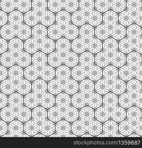 Japanese seamless geometric pattern .Black and white silhouette with average and fine lines.For design template,textile,fabric,wrapping paper,laser cutting and engraving.. Seamless traditional Japanese geometric ornament .Black and white.