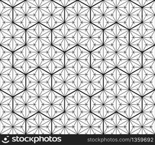 Japanese seamless geometric pattern .Black and white silhouette with average and fine lines.For design template,textile,fabric,wrapping paper,laser cutting and engraving.. Seamless traditional Japanese geometric ornament .Black and white.