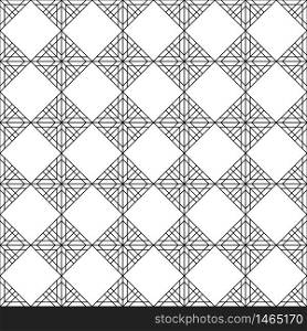 Japanese seamless geometric pattern .Black and white silhouette with average lines.Square scheme.For design template,textile,fabric,wrapping paper,laser cutting and engraving.. Seamless traditional Japanese geometric ornament .Black and white.