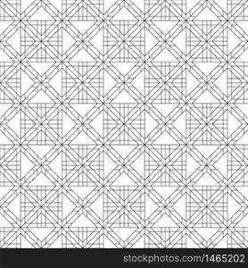 Japanese seamless geometric pattern .Black and white silhouette with fine lines.Square scheme.For design template,textile,fabric,wrapping paper,laser cutting and engraving.. Seamless traditional Japanese geometric ornament .Black and white.