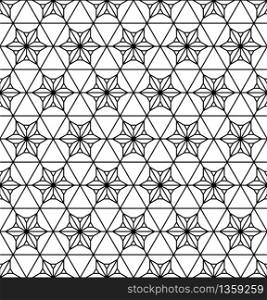 Japanese seamless geometric pattern .Black silhouette lines.For design template,textile,fabric,wrapping paper,laser cutting and engraving.Average thickneess lines.ROUNDED corners.. Seamless geometric pattern based on japanese ornament kumiko .