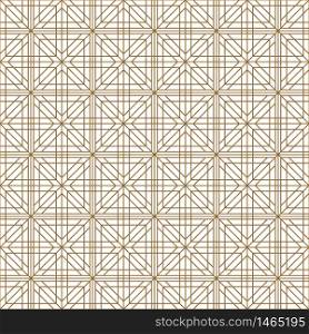 Japanese seamless geometric pattern .Brown and white silhouette with average lines.Square scheme.For design template,textile,fabric,wrapping paper,laser cutting and engraving.. Seamless traditional Japanese geometric ornament .Golden color lines.
