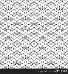 Japanese seamless geometric pattern.For design template,textile,fabric,wrapping paper,laser cutting and engraving.Average thickness lines.Diagonal grid.. Seamless traditional Japanese geometric ornament .Black and white.
