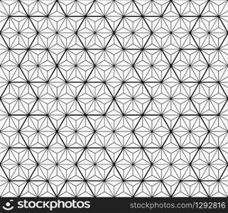 Japanese seamless geometric pattern.For design template,textile,fabric,wrapping paper,laser cutting and engraving.Two-leveled pattern.. Seamless traditional Japanese geometric ornament .Black and white.