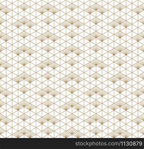 Japanese seamless geometric pattern .Gold average thickness lines.For design template,textile,fabric,wrapping paper,laser cutting and engraving.. Seamless geometric pattern based on japanese ornament kumiko .