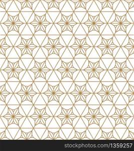 Japanese seamless geometric pattern .Gold silhouette lines.For design template,textile,fabric,wrapping paper,laser cutting and engraving.Average thickneess lines.. Seamless geometric pattern based on japanese ornament kumiko .