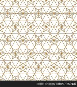 Japanese seamless geometric pattern .Gold silhouette lines.For design template,textile,fabric,wrapping paper,laser cutting and engraving.Average thickneess lines.ROUNDED corners.. Seamless geometric pattern based on japanese ornament kumiko .