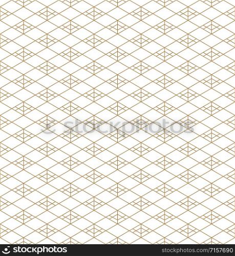 Japanese seamless geometric pattern .Gold silhouette lines.For design template,textile,fabric,wrapping paper,laser cutting and engraving.Average thickness lines.. Seamless geometric pattern based on japanese ornament kumiko .