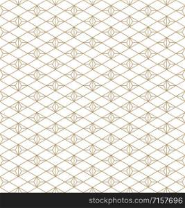 Japanese seamless geometric pattern .Gold silhouette lines.For design template,textile,fabric,wrapping paper,laser cutting and engraving.Thick lines.. Seamless geometric pattern based on japanese ornament kumiko .