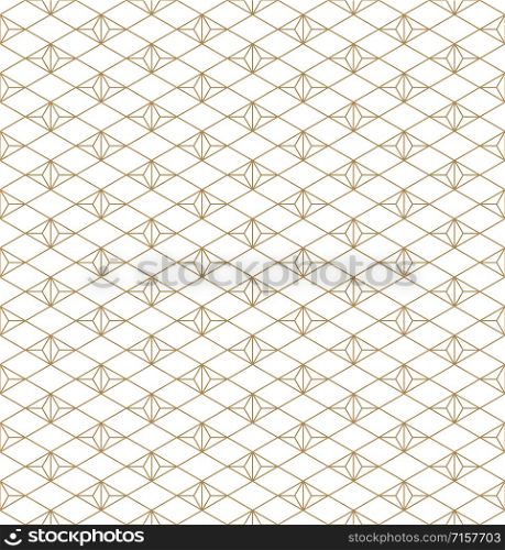 Japanese seamless geometric pattern .Gold silhouette lines.For design template,textile,fabric,wrapping paper,laser cutting and engraving.Average thickness lines.