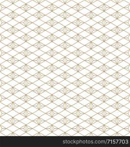 Japanese seamless geometric pattern .Gold silhouette lines.For design template,textile,fabric,wrapping paper,laser cutting and engraving.Average thickness lines.