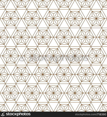 Japanese seamless geometric pattern .Gold silhouette lines.For design template,textile,fabric,wrapping paper,laser cutting and engraving.A variant of fine lines.. Seamless geometric pattern based on japanese ornament kumiko .