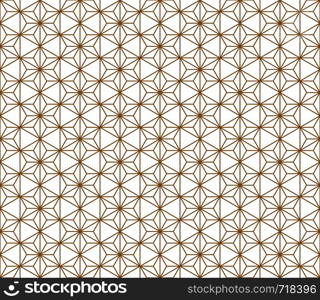 Japanese seamless geometric pattern .Gold silhouette lines.For design template,textile,fabric,wrapping paper,laser cutting and engraving.Average thickness lines.. Seamless geometric pattern based on japanese ornament kumiko .