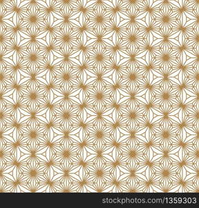 Japanese seamless geometric pattern .Gold silhouette lines.For design template,textile,lattice,fabric,wrapping paper,laser cutting and engraving.Hexagon grid.. Seamless geometric pattern based on japanese ornament kumiko .