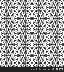 Japanese seamless geometric woodwork pattern .Black average lines.For wrapping,fabric,textile,disign template,laser cutting. Seamless traditional Japanese geometric ornament .Black lines and white background.