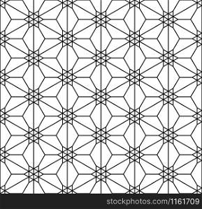 Japanese seamless geometric woodwork pattern .Black average lines.For wrapping,fabric,textile,disign template,laser cutting. Seamless traditional Japanese geometric ornament .Black lines and white background.