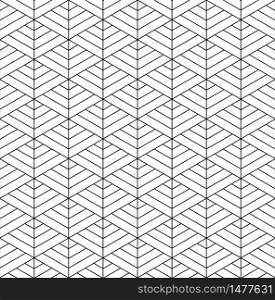 Japanese seamless Kumiko pattern in black and white silhouette with fine lines.. Seamless traditional Japanese ornament Kumiko.Black and white.