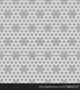 Japanese seamless Kumiko pattern in black and white.Thin lines.. Seamless traditional Japanese ornament Kumiko.Black color lines.