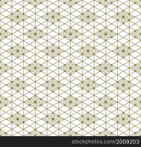 Japanese seamless Kumiko pattern in brown with average thickness lines.. Seamless traditional Japanese ornament Kumiko.Brown color lines.