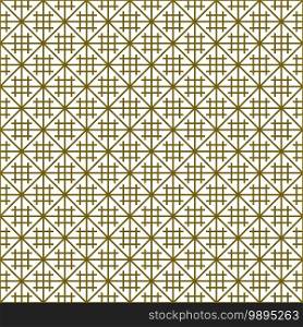 Japanese seamless Kumiko pattern in golden silhouette with average thickness lines.. Seamless traditional Japanese ornament Kumiko.Golden color lines.