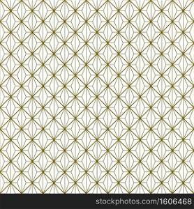 Japanese seamless Kumiko pattern in golden with average and fine thickness lines.. Seamless traditional Japanese ornament Kumiko.Golden color lines.