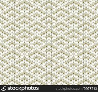 Japanese seamless Kumiko pattern in golden with average thickness lines.. Seamless traditional Japanese ornament Kumiko.Golden color lines.