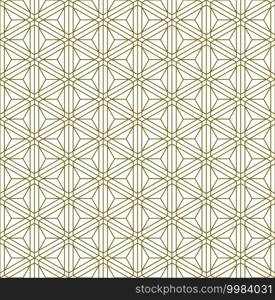 Japanese seamless Kumiko pattern in golden with average thin lines.. Seamless traditional Japanese ornament Kumiko.Golden color lines.