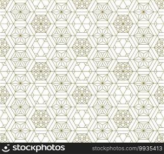 Japanese seamless Kumiko pattern in golden with fine lines.. Seamless traditional Japanese ornament Kumiko.Golden color lines.