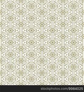 Japanese seamless Kumiko pattern in golden with thin lines.. Seamless traditional Japanese ornament Kumiko.Golden color lines.