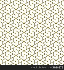Japanese seamless Kumiko pattern in golden with .Thin lines.. Seamless traditional Japanese ornament Kumiko.Golden color lines.