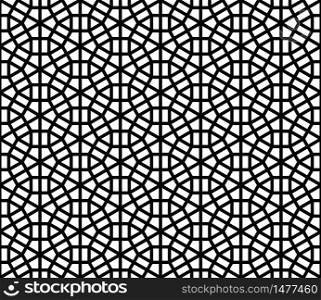 Japanese seamless pattern Kumiko black and white silhouette with thick lines. Seamless traditional Japanese ornament Kumiko.Black and white.