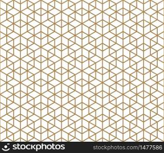 Japanese seamless pattern Kumiko .Golden color .Silhouette lines with an average thickness. Seamless traditional Japanese ornament Kumiko