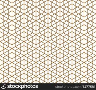 Japanese seamless pattern Kumiko .Silhouette with golden average lines.. Seamless traditional Japanese ornament Kumiko.Golden color lines.