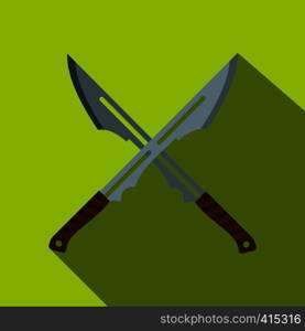 Japanese short swords icon. Flat illustration of Japanese short swords vector icon for web on lime background. Japanese short swords icon, flat style