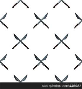 Japanese short swords pattern seamless background in flat style repeat vector illustration. Japanese short swords pattern seamless