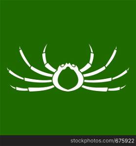 Japanese spider crab icon white isolated on green background. Vector illustration. Japanese spider crab icon green