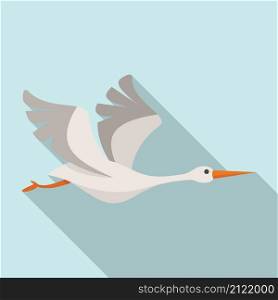 Japanese stork icon flat vector. Fly bird. Cute stork. Japanese stork icon flat vector. Fly bird