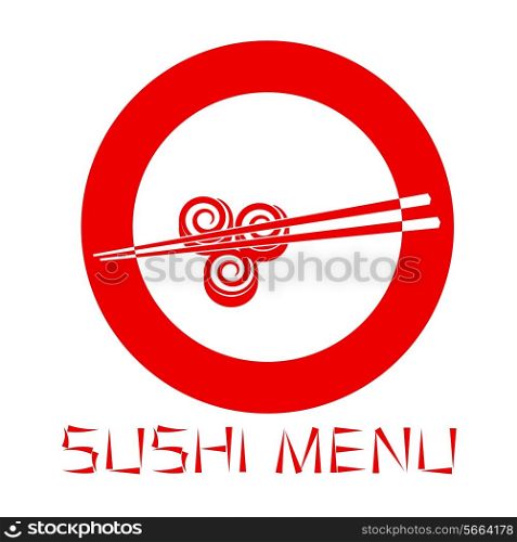 Japanese sushi restaurant logo isolated on white background. Sushi menu. Vector illustration.