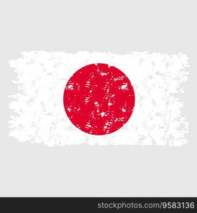 Japanese texture flag. Japan scratched, japanese brush watercolor banner, vector illustration. Japanese texture flag