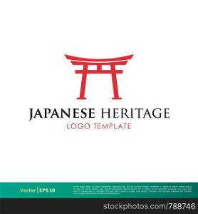 Japanese Torii Gate Vector Icon Logo Template Illustration Design. Vector EPS 10.