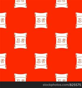 Japanese traditional scroll pattern repeat seamless in orange color for any design. Vector geometric illustration. Japanese traditional scrol pattern seamless