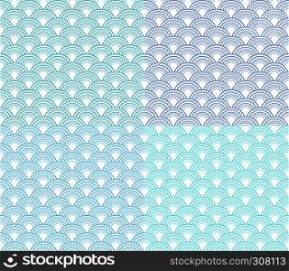 Japanese vector wave seamless patterns, blue wavy background. Vector wave seamless pattern