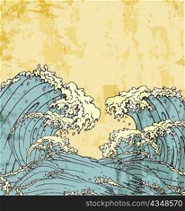 japanese waves vector illustration