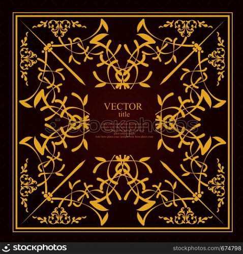 Japaneze Gold ornament on brown background. Can be used as invitation card or cover. Vector illustration